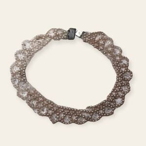 Vintage Faux Pearl Bib Scalloped Beaded Necklace